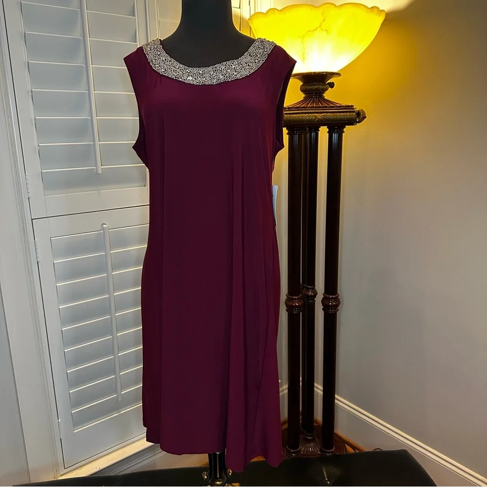 🔥👗R&M Collection Merlot 2 Piece Dress with Jacket Sz 14 - Picture 3 of 9